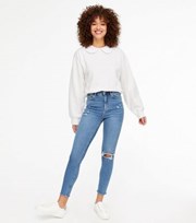 New Look Blue Ripped High Waist Ashleigh Skinny Jeans
